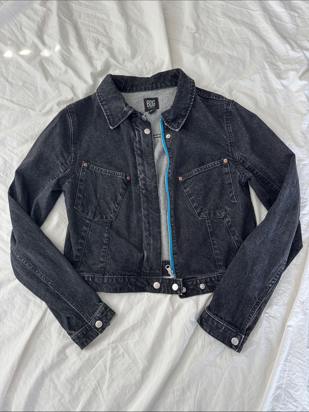 BDG Black Cropped Denim Moto Style Jacket